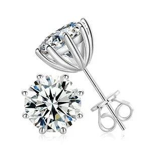 18K White Gold Over Solid 925 Silver Genuine VVS Moissanite - CaratixJewelry
